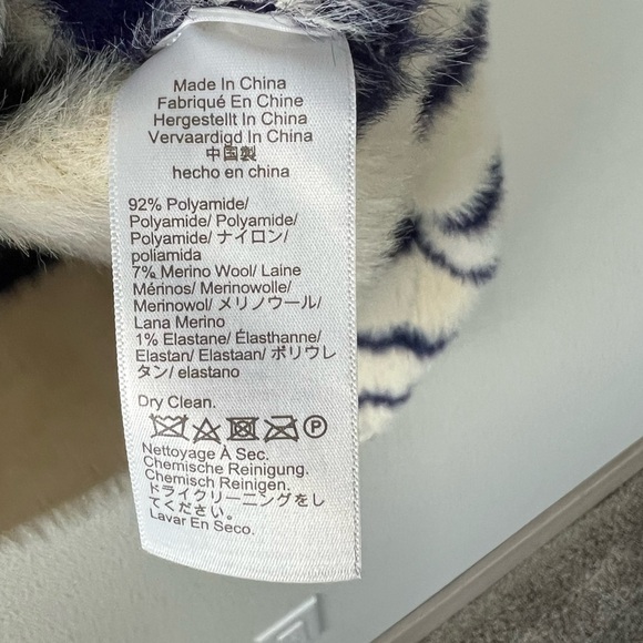 J.Crew Sweater Lady Jacket Striped Brushed Yarn Warm Sesame Indigo Preppy Medium - Picture 10 of 14